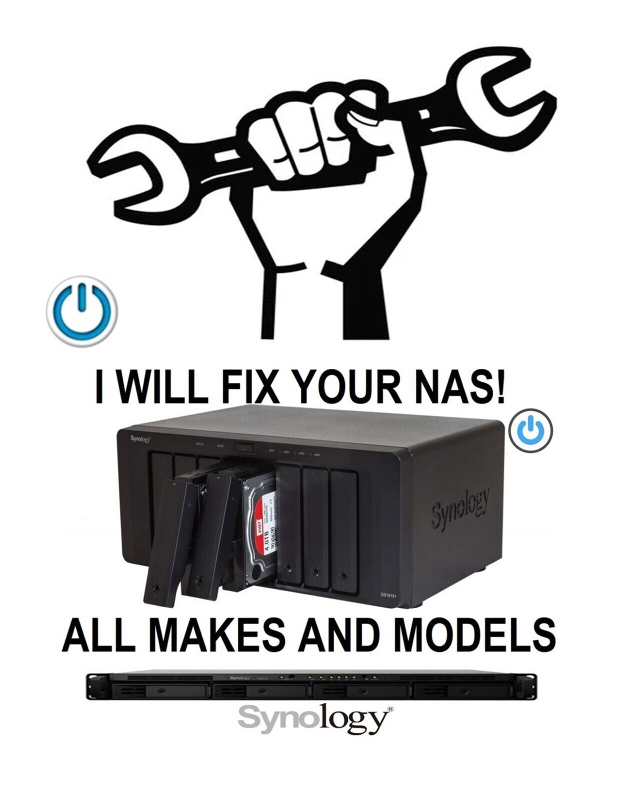 SYNOLOGY DS1815+ NAS SERVICE, MANY MODELS SUPPORTED LIFETIME WARRANTY*