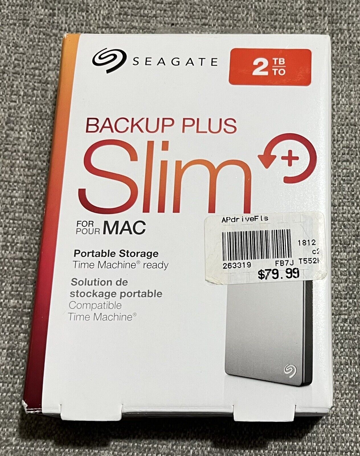 RARE NEW IN BOX Seagate FOR MAC Backup Plus Slim USB 3.0 2TB External Hard Drive