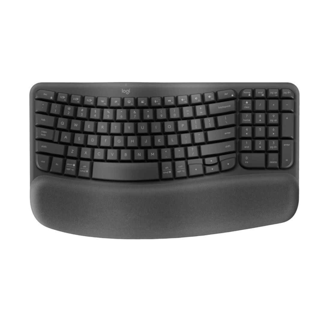 Logitech Wave Keys Wireless Ergonomic Keyboard with Cushioned Palm RestGraphite