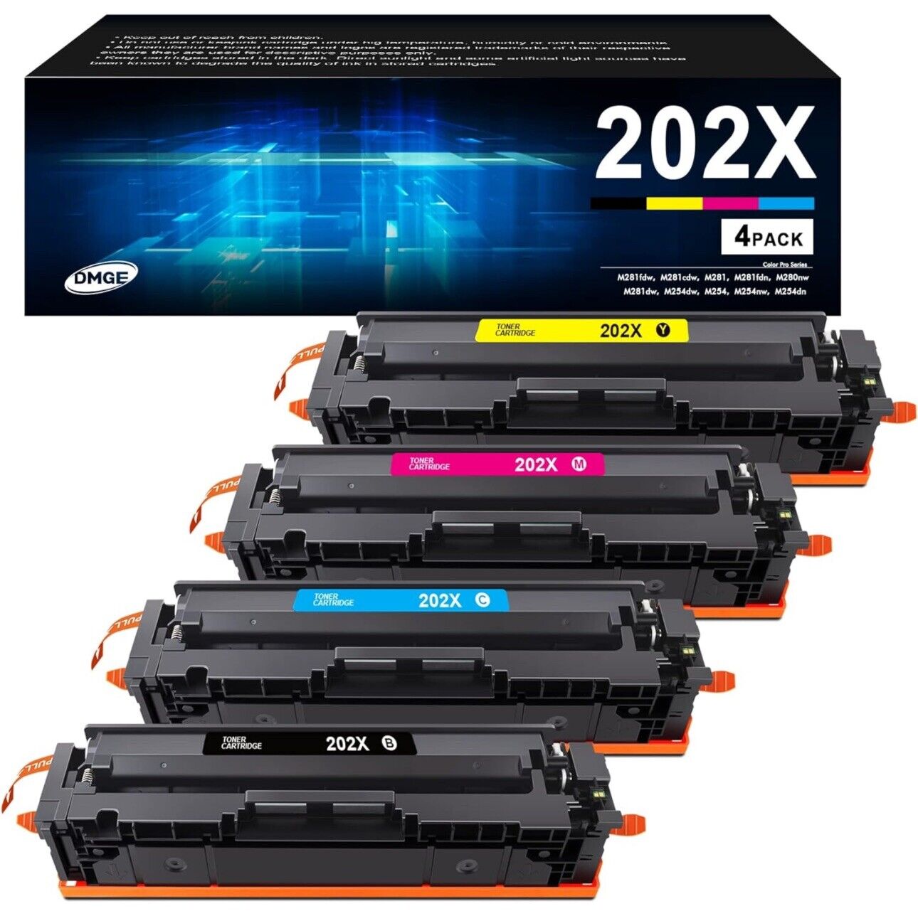 4 Pack 202X Toner Cartridges High Yield 202A For HP M254 Series CF500X M281fdw