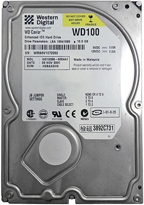 WD WD100 Western Digital 10GB 3.5 IDE Hard Drive HDD