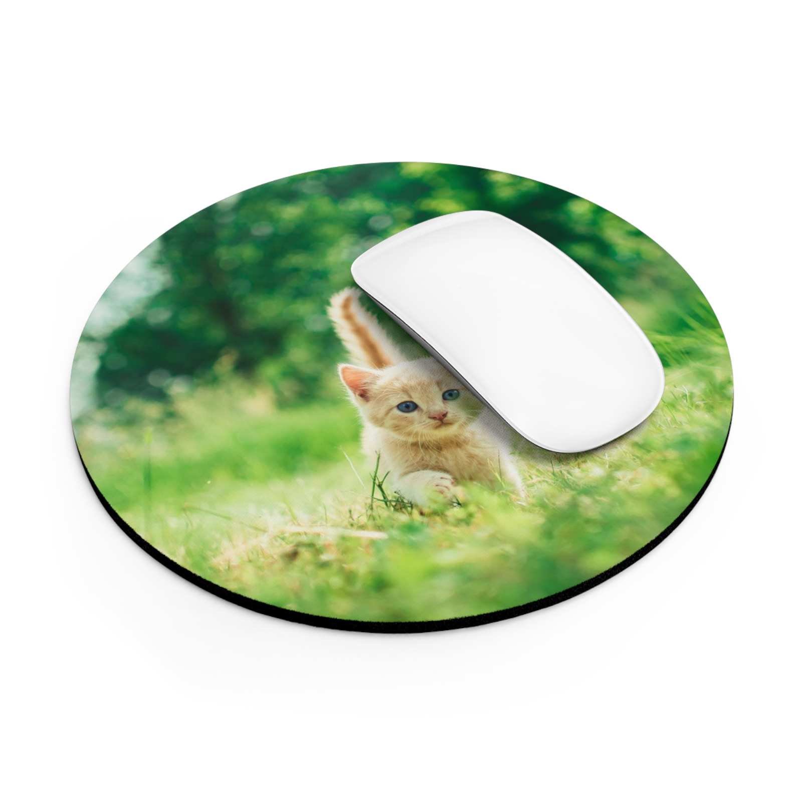 Cute Kitten Mousepad - 7.5 inch thick circle mousepad - Cat Pet Animal Lover Mat