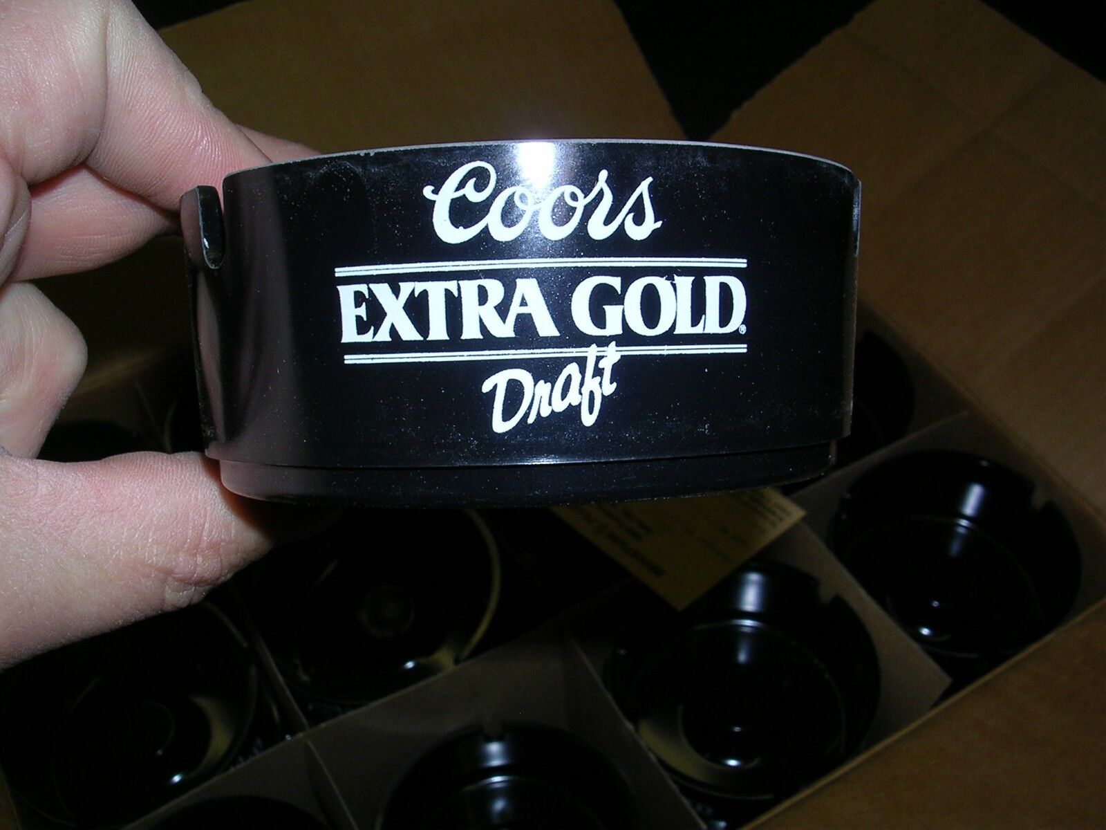 Vintage 1980\'s COORS Extra Gold Draft Ashtray - Black & white  New old stock 