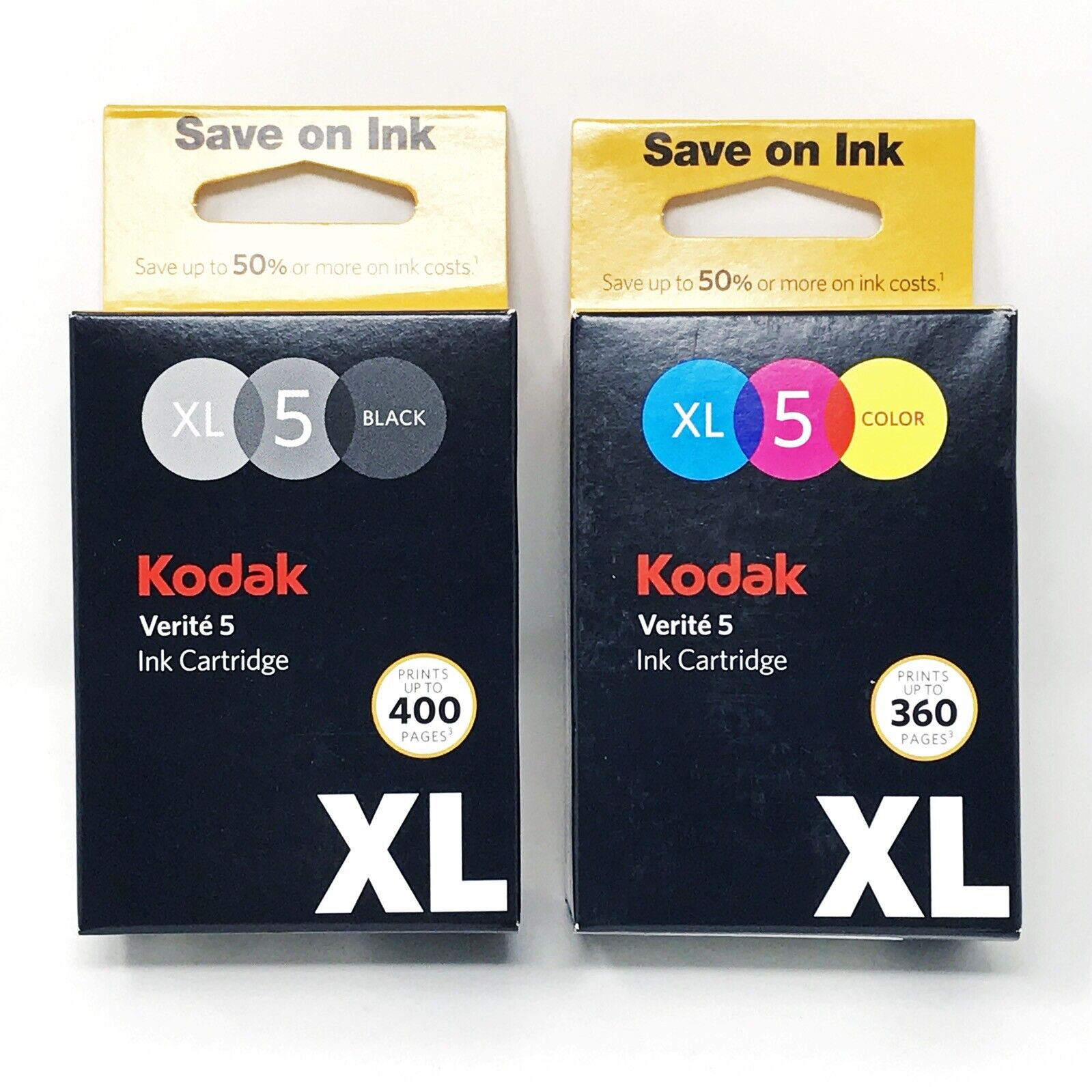 Lot 2 Kodak Verite 5 XL Black & Color Replacement Ink Jet Cartridge V50 V55 V640