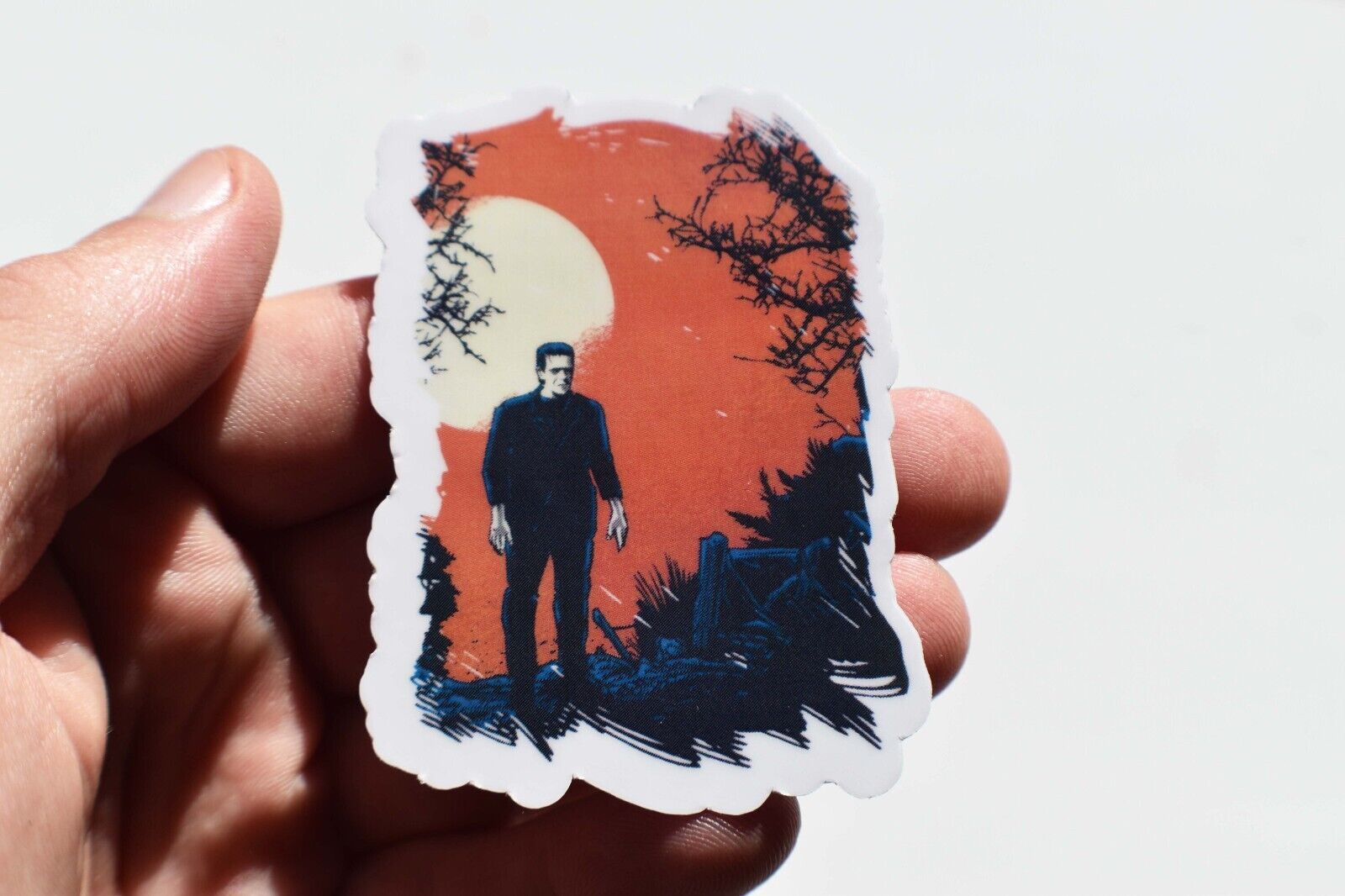 Cool Vintage Frankenstein Matte White Die Cut Sticker - Made in USA