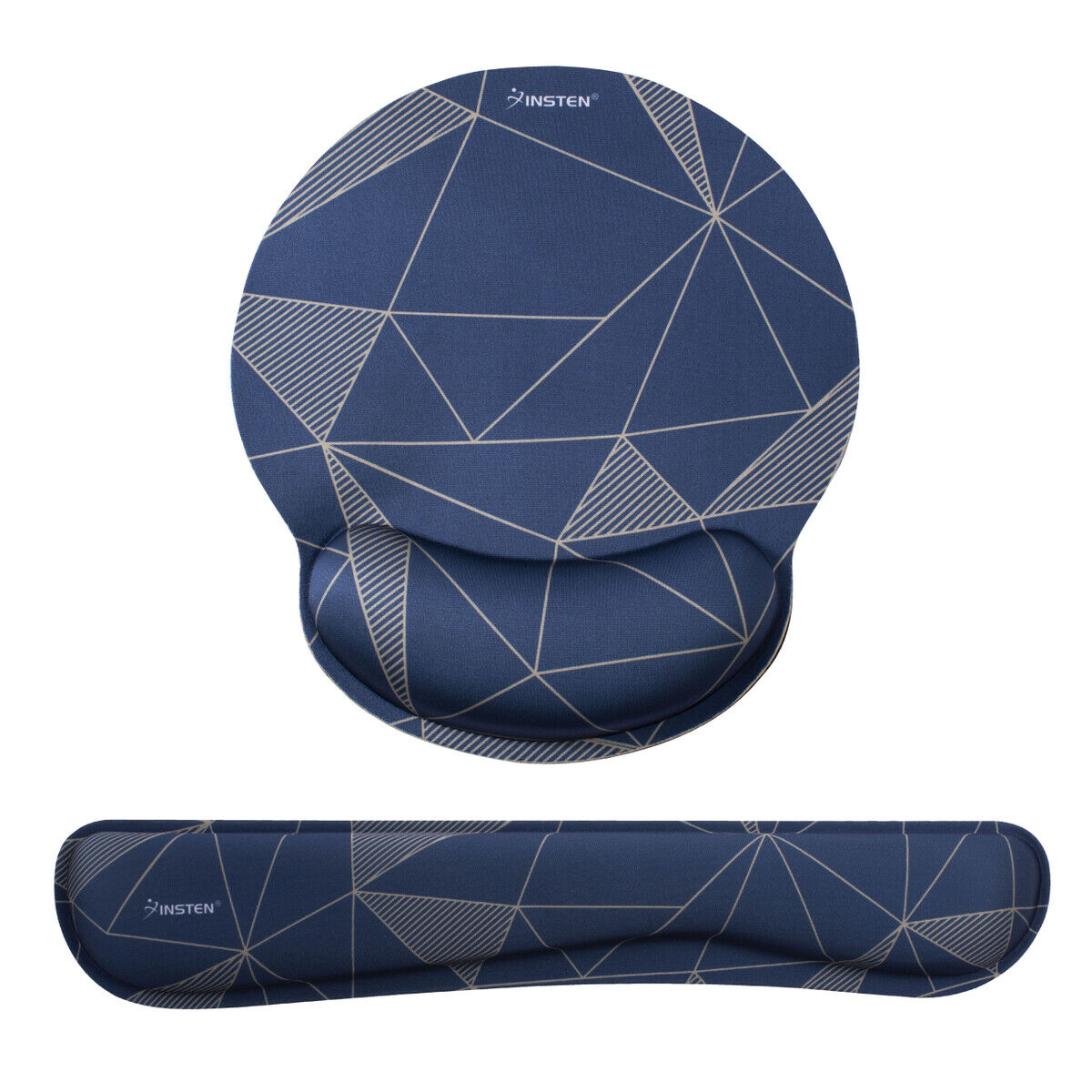 Geometry Mouse Pad with Wrist Support and Keyboard Wrist Rest, Round, Dark Blue
