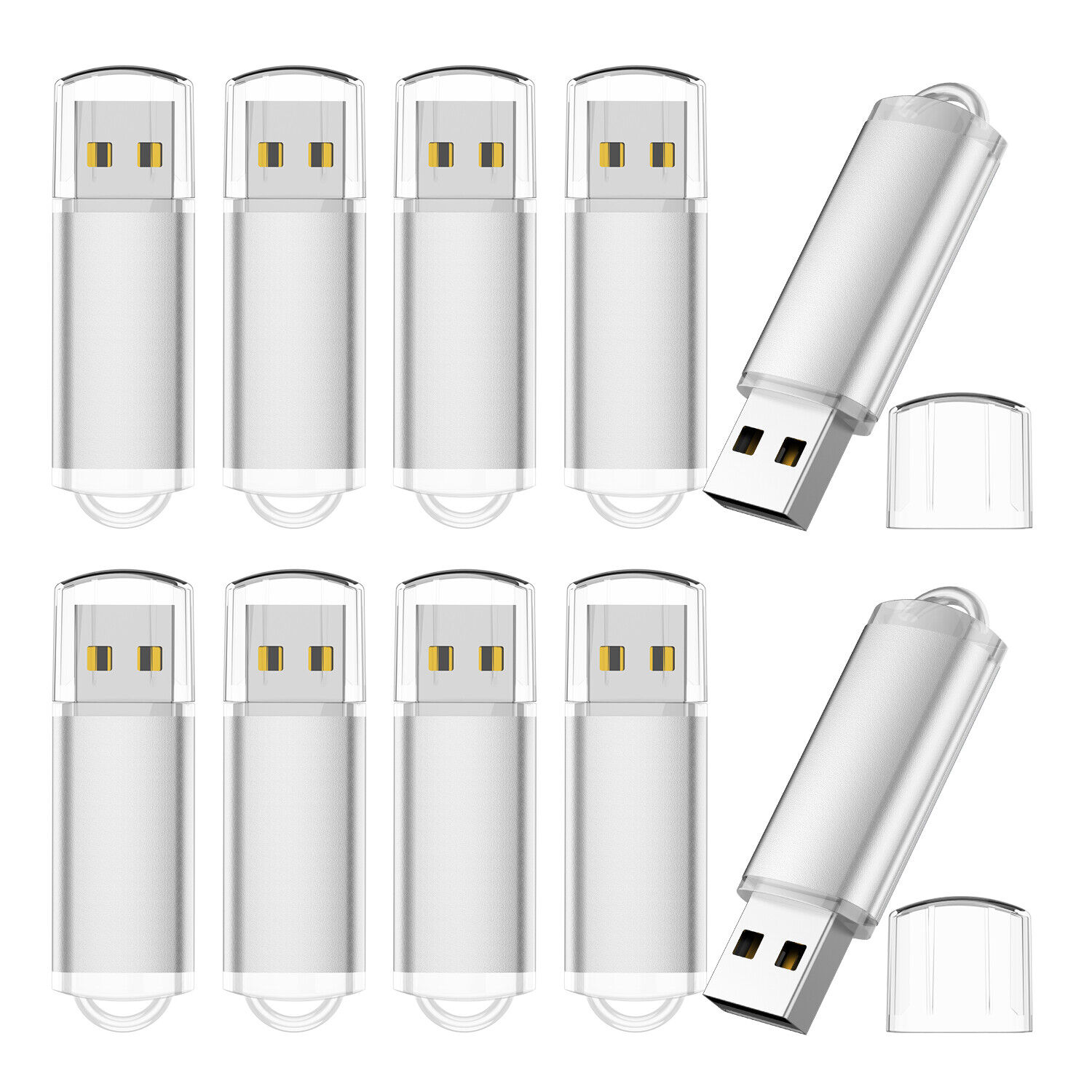 Silver 100pcs 4GB 100PCS Metal Rectangle USB Flash Drives Memory Sticks PenDrive