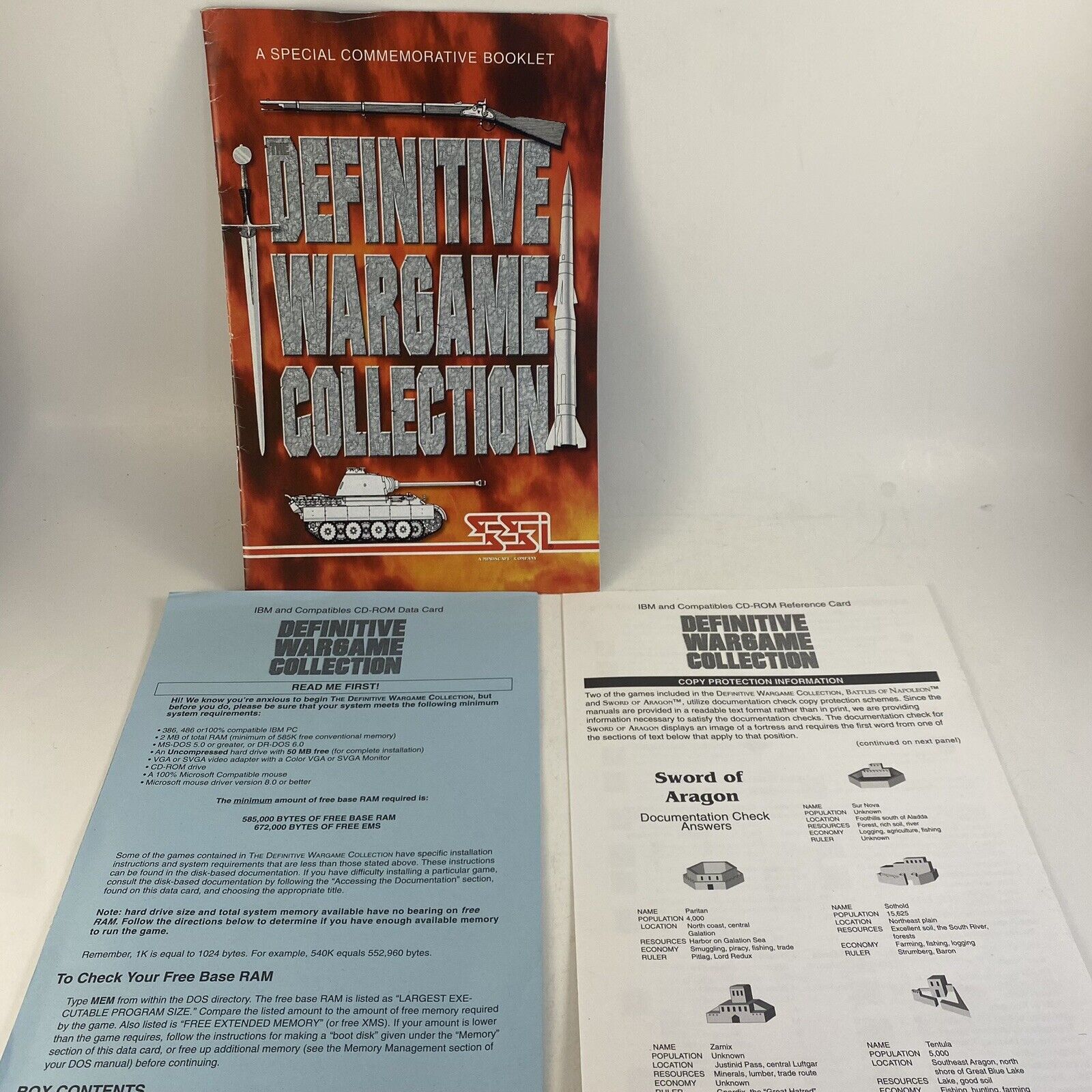SSI Definitive Wargame Collection Commemorative Booklet And Inserts 1995