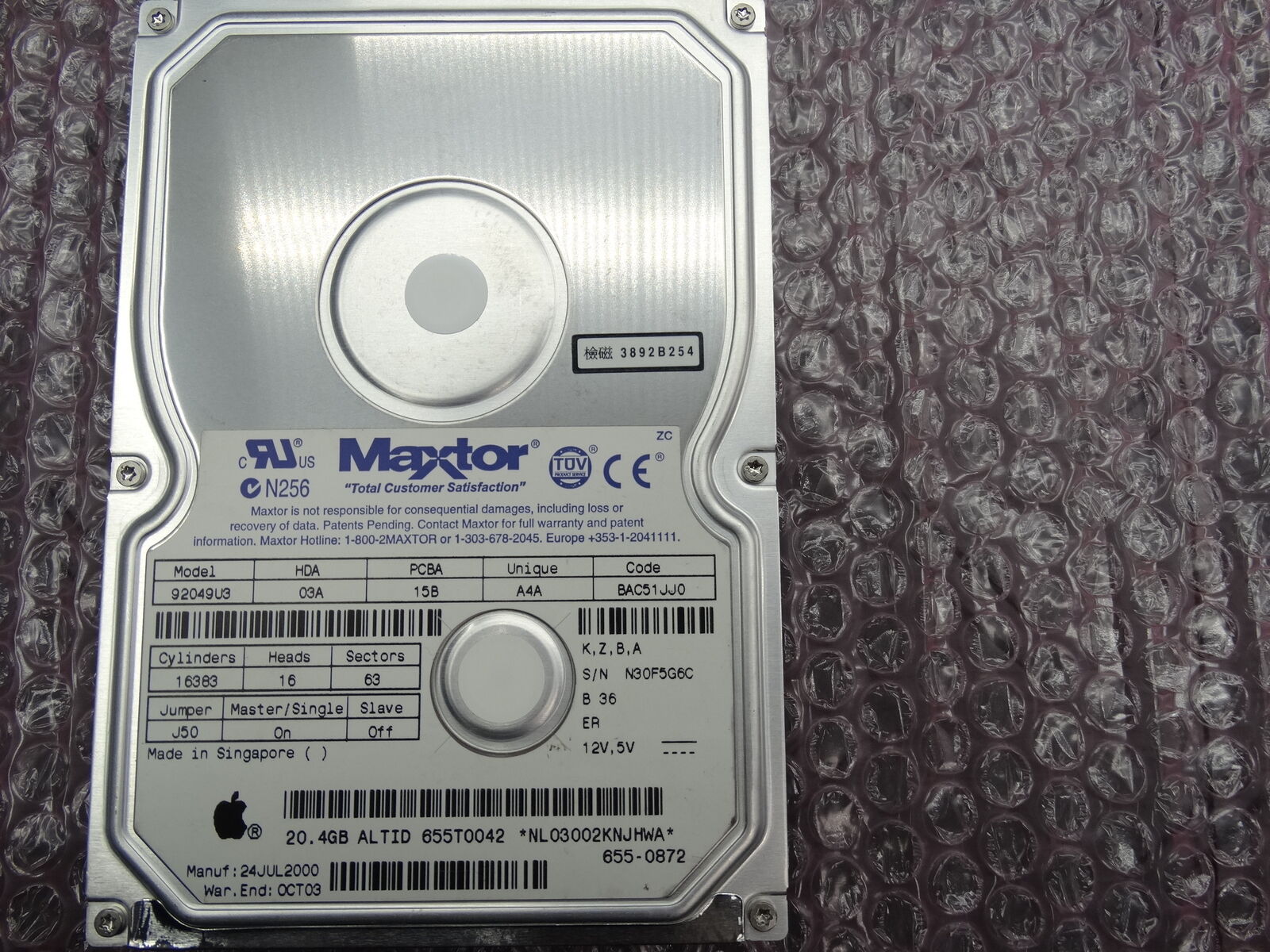 Maxtor 92049U3 20gb 3.5in IDE Hard Drive Tested Works