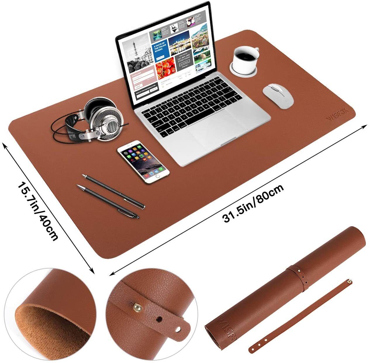 🔥 Large Waterproof Mouse Pad Leather Desk Pad Protector, Non-Slip Desk Mat