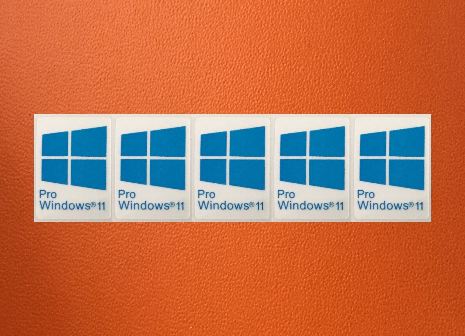 5 PCS window 11 Pro Sticker Badge Logo Decal Cyan Color 16mm x 23mm