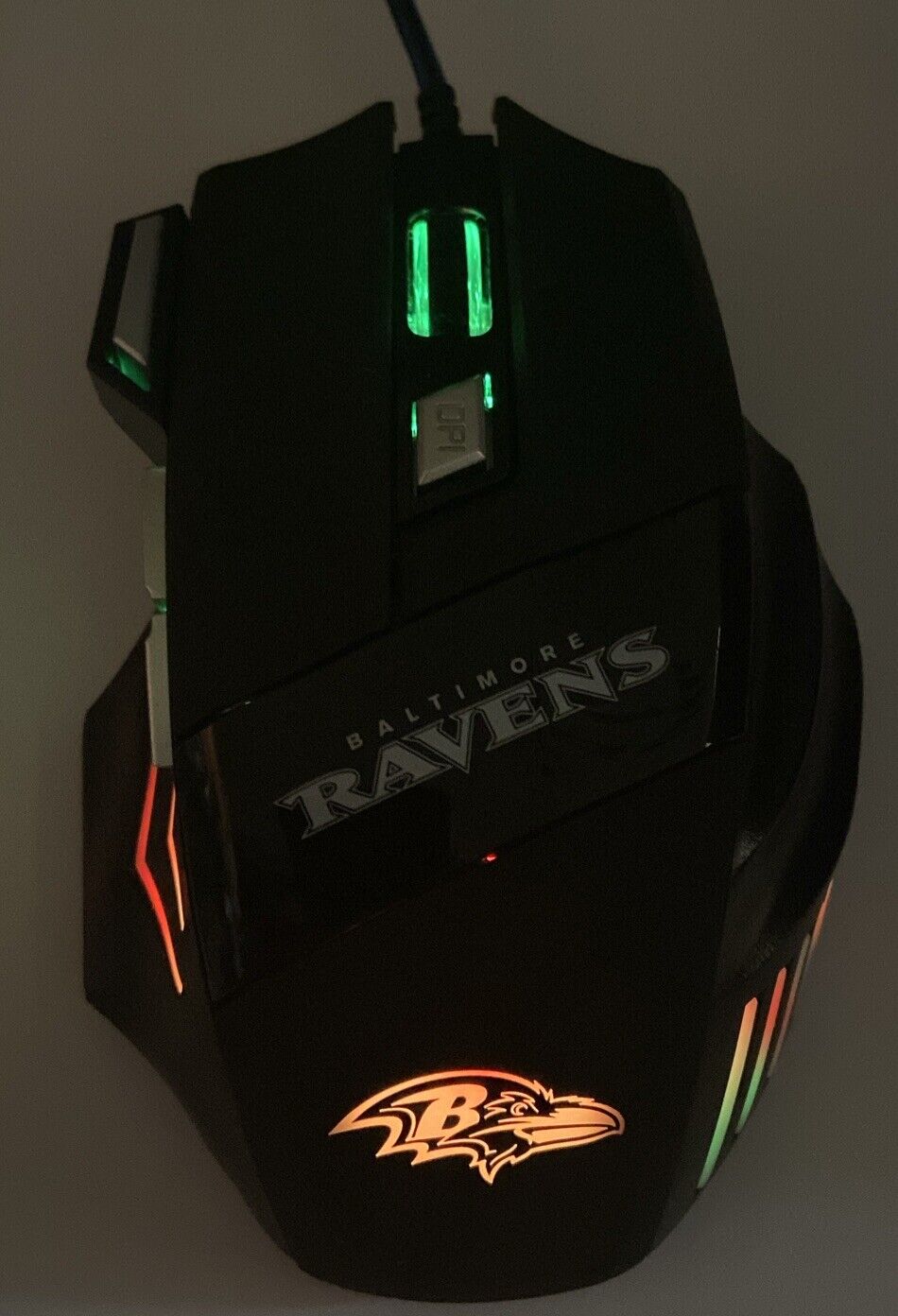 BALTIMORE RAVENS GAMING WIRED MOUSE MODEL RGX-M2-BLK 7200DPI 7 BUTTON 5V 100mA