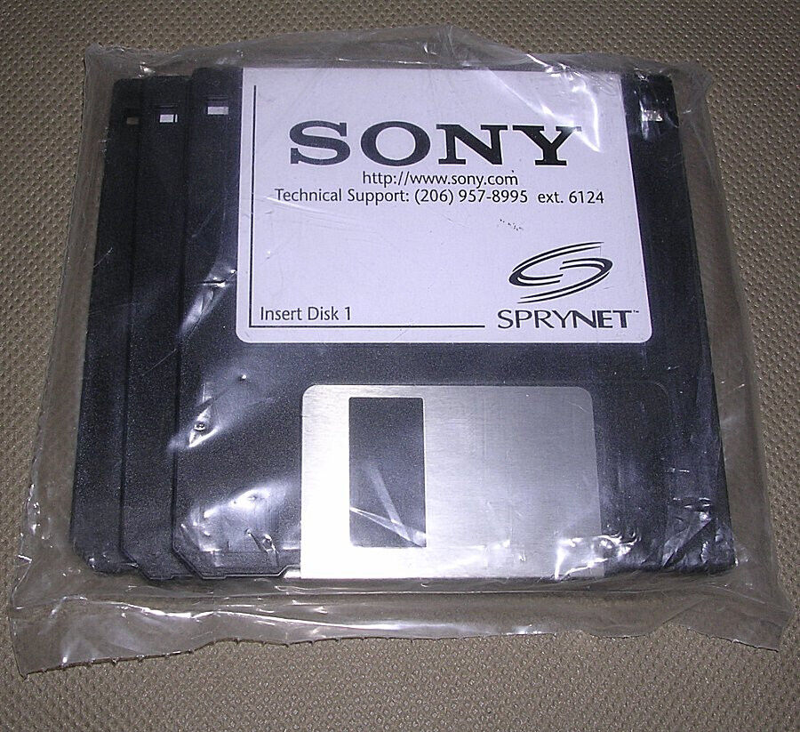 RARE Vintage 1996 Sony Sprynet CompuServe Set of 3 Floppy Disk SD-SNY NEW/SEALED