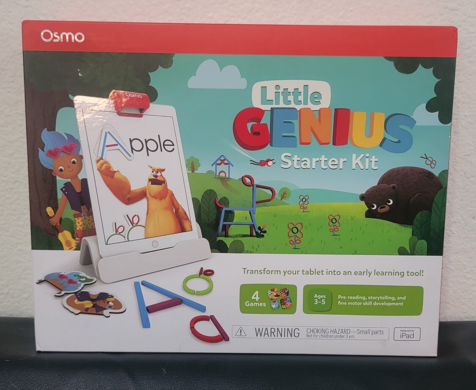 Osmo Little Genius Starter Kit 4 Games for iPad Pre-Reading Storytelling 3-5 New