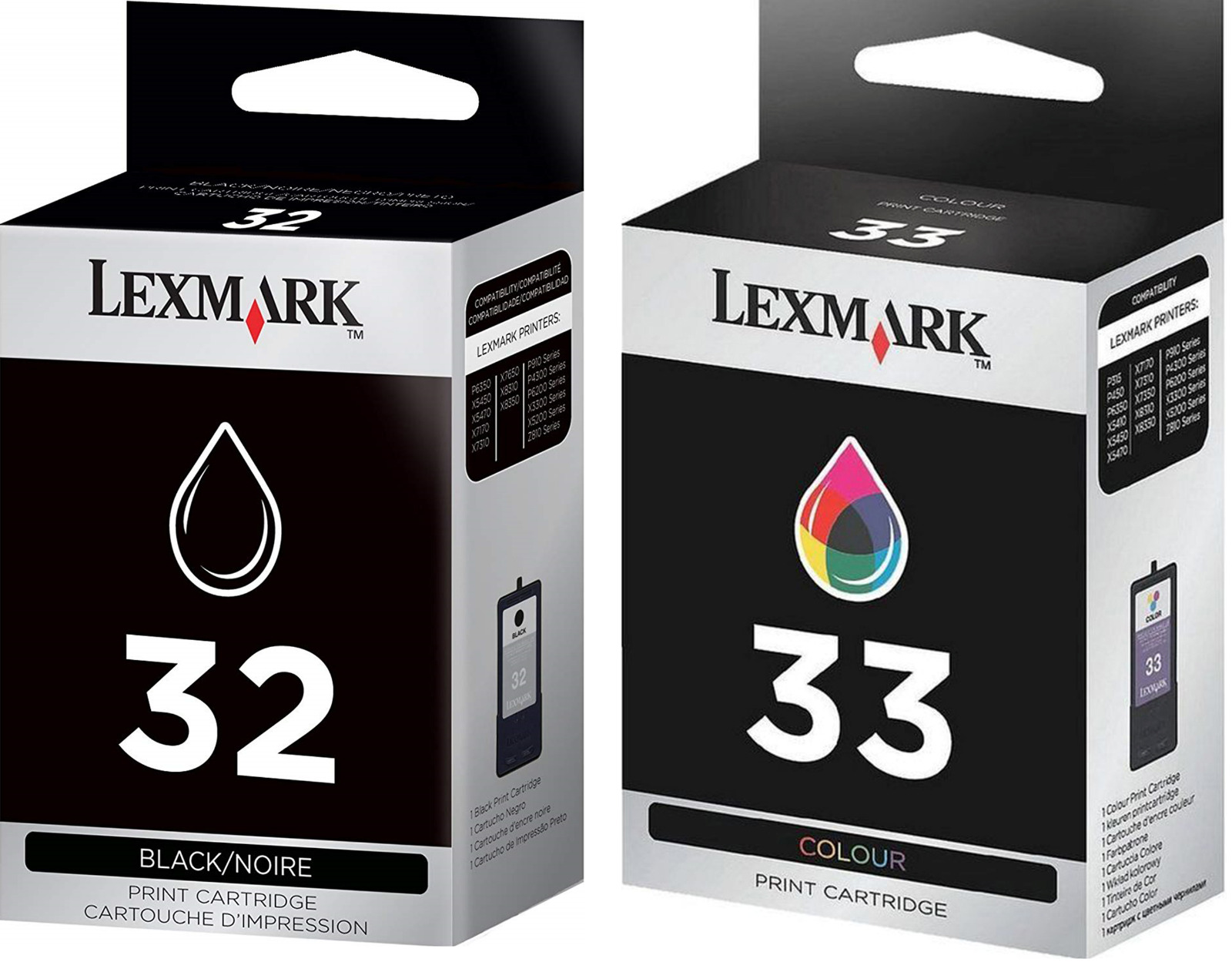 New Genuine Lexmark 32 33 2PK Ink Cartridges In Bags P Series P6350 P4330 P4350