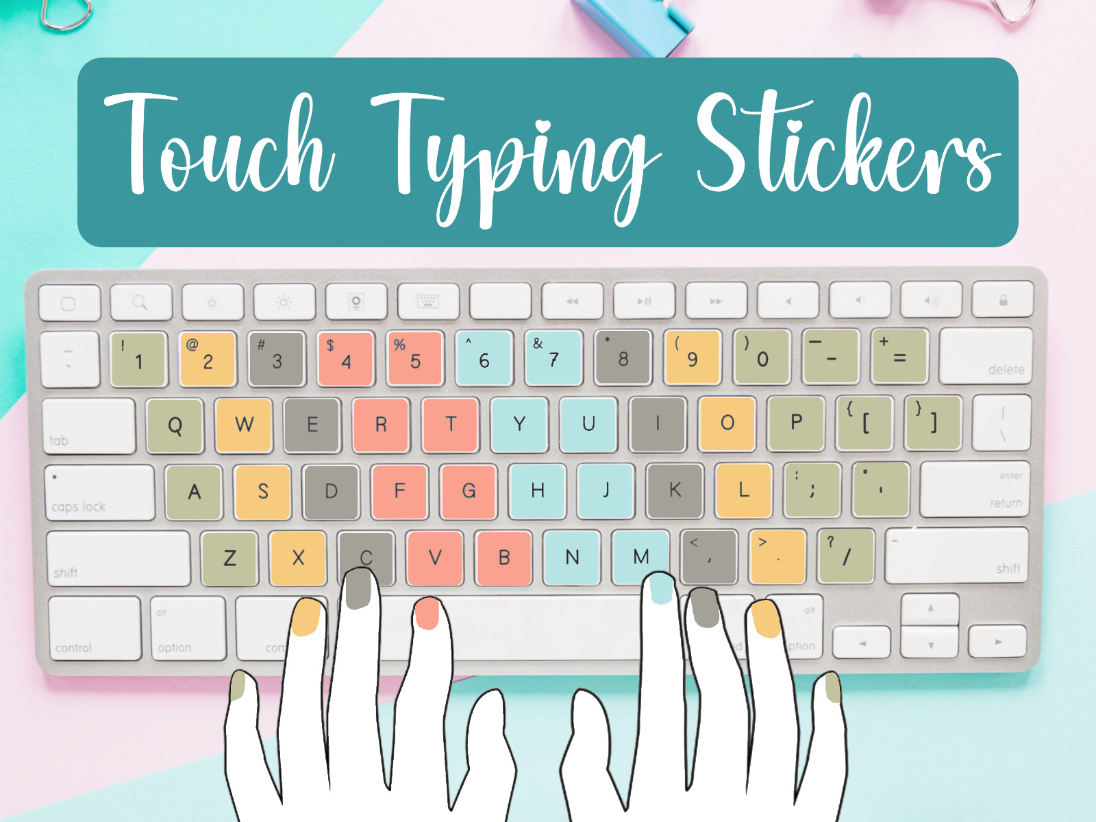 Touch Typing Stickers for Kids, Learn to Type with Fun and Ease, Cute, Education