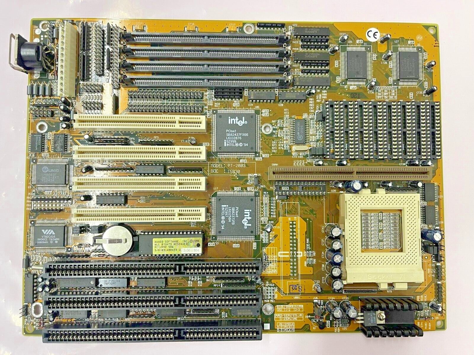 RARE VINTAGE FIC PT-2003 INTEL PCIset PENTIUM AT SOCKET 7 MOTHERBOARD MBMX37