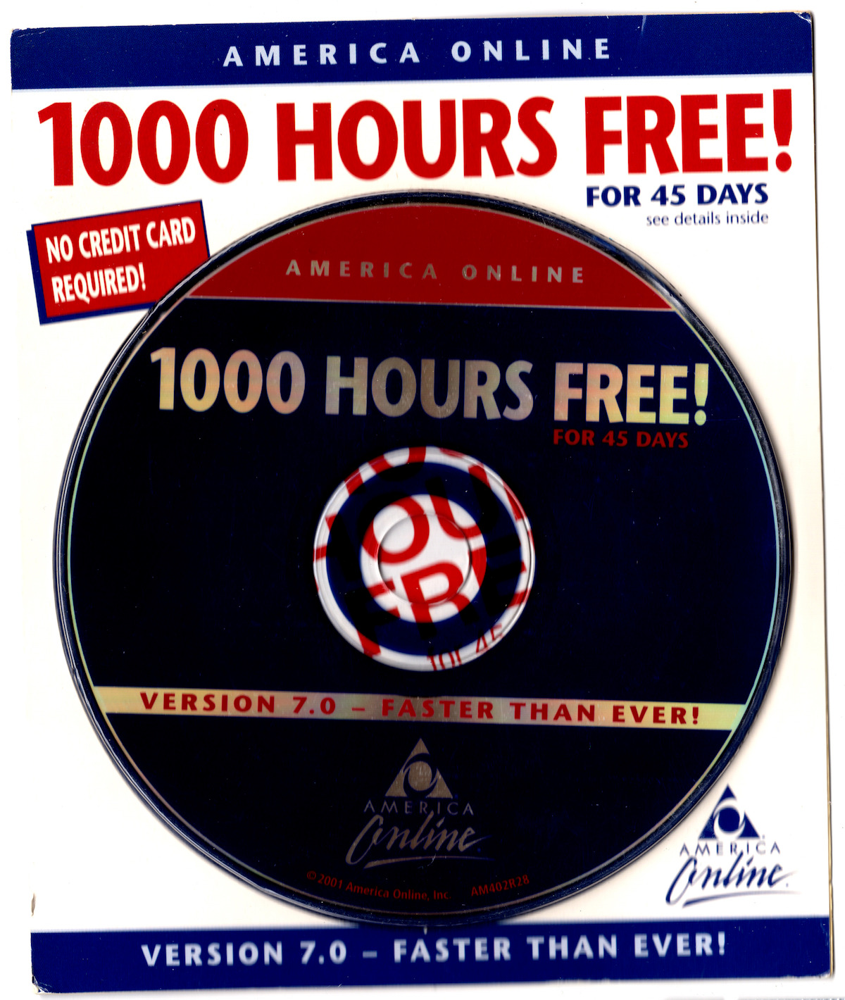 Vintage Rare 2001 AOL V7 Simple Dark Blue CD-ROM New Sealed Understated Dignity