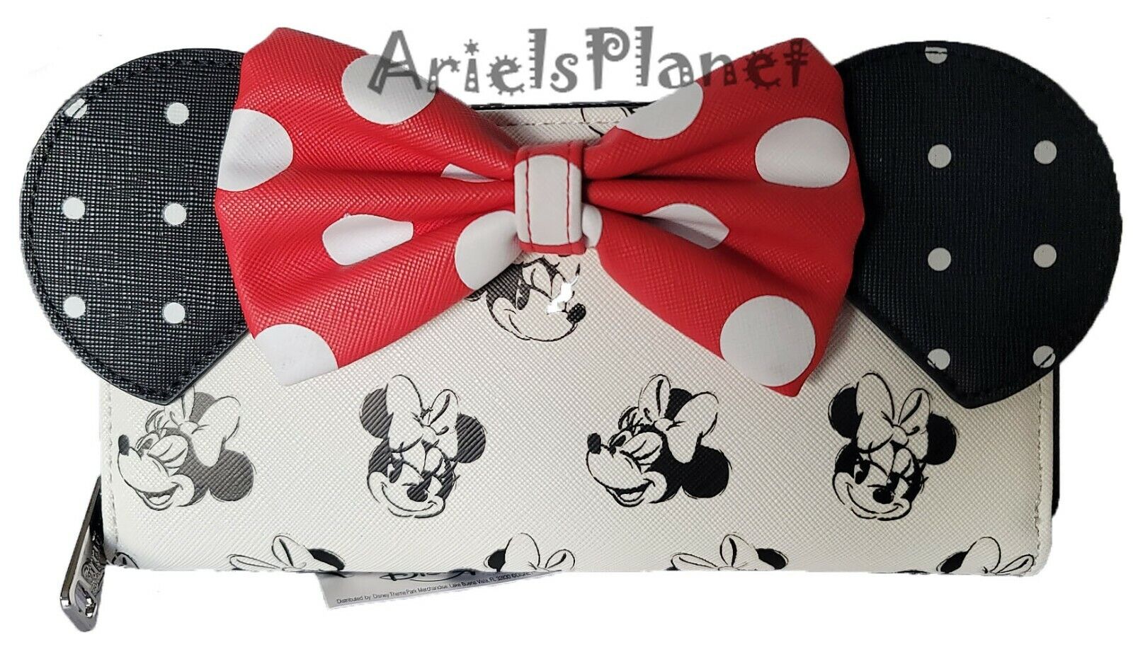 Disney Parks Loungefly Minnie Mouse Sketch Red Polka 3D Bow Wallet