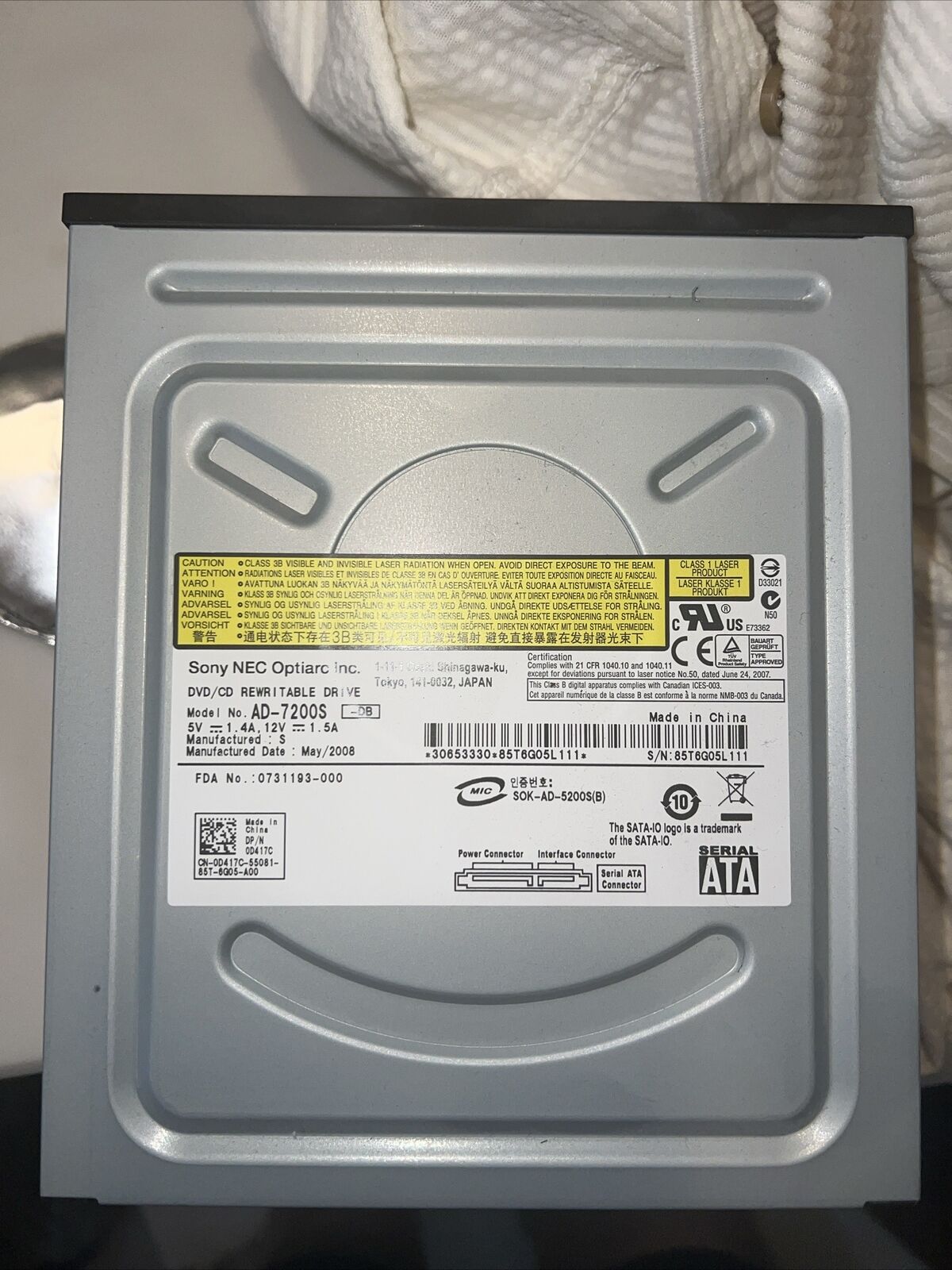 Sony NEC AD-7200S AD7200S DVD/CD Rewritable Drive