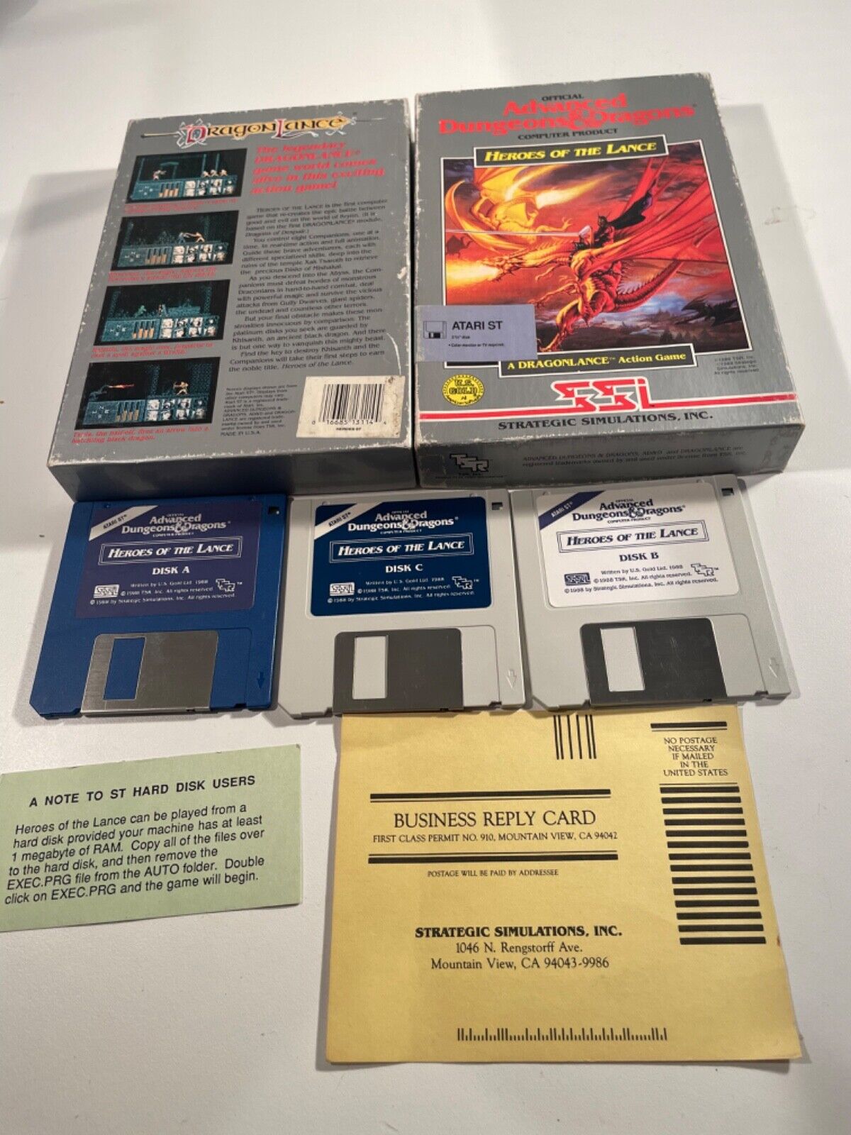 Vintage PC ATARI ST Big Box Gamer HEROES OF THE LANCE D&D dungeons and dragons. 