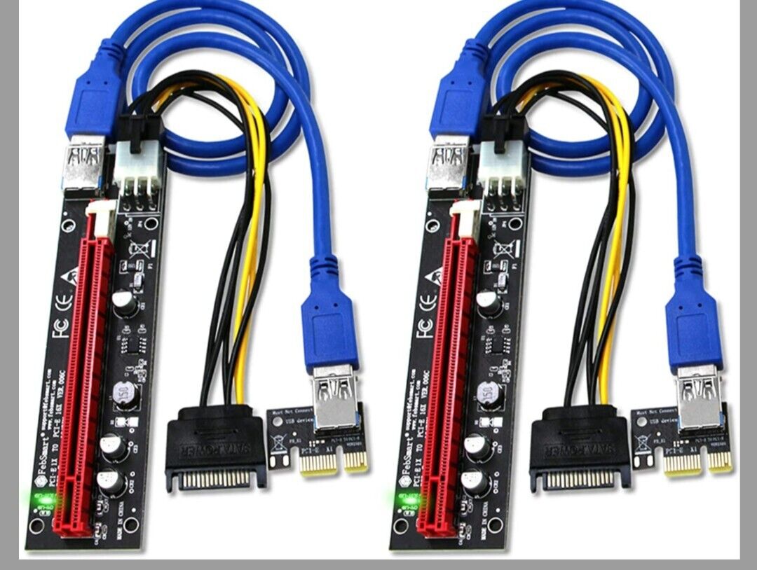 PCI-E Riser For Bitcoin Litecoin ETH Coin Mining 6 PIN Powered PCIE,  