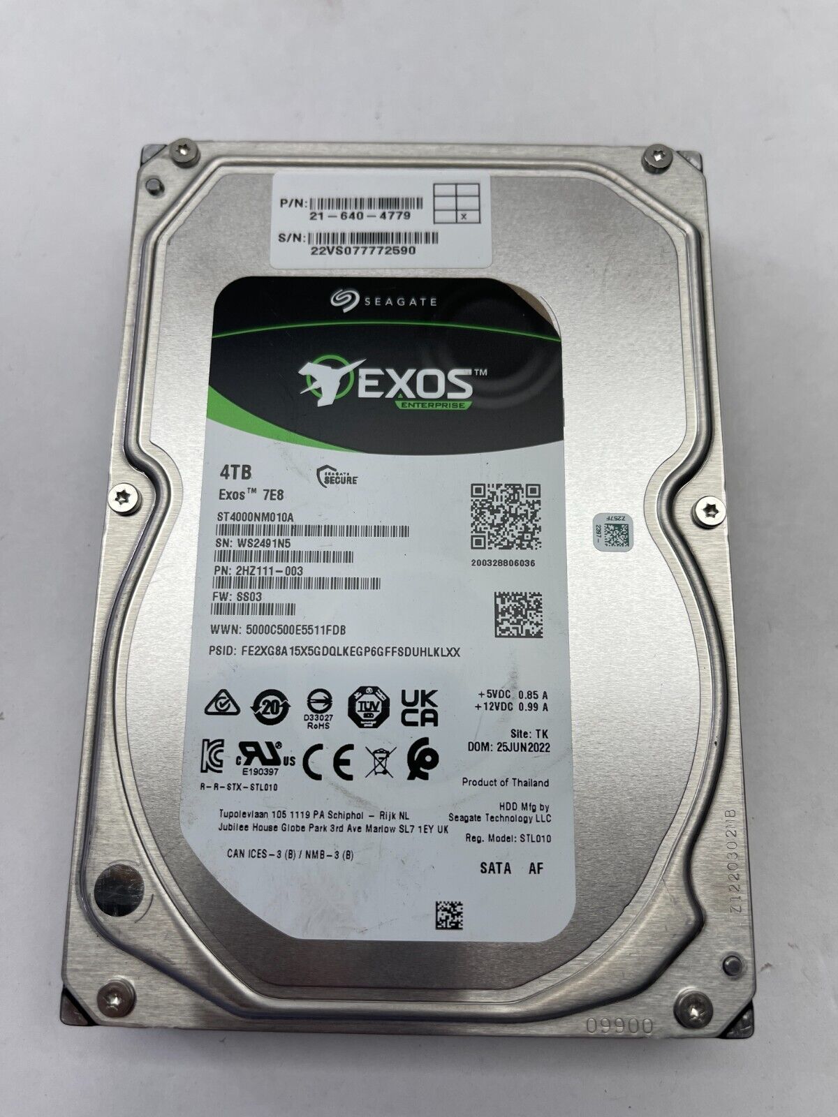 SEAGATE EXOS Enterprise 7E8 4TB ST4000NM010A STL010 Hard Drive HDD- Tested
