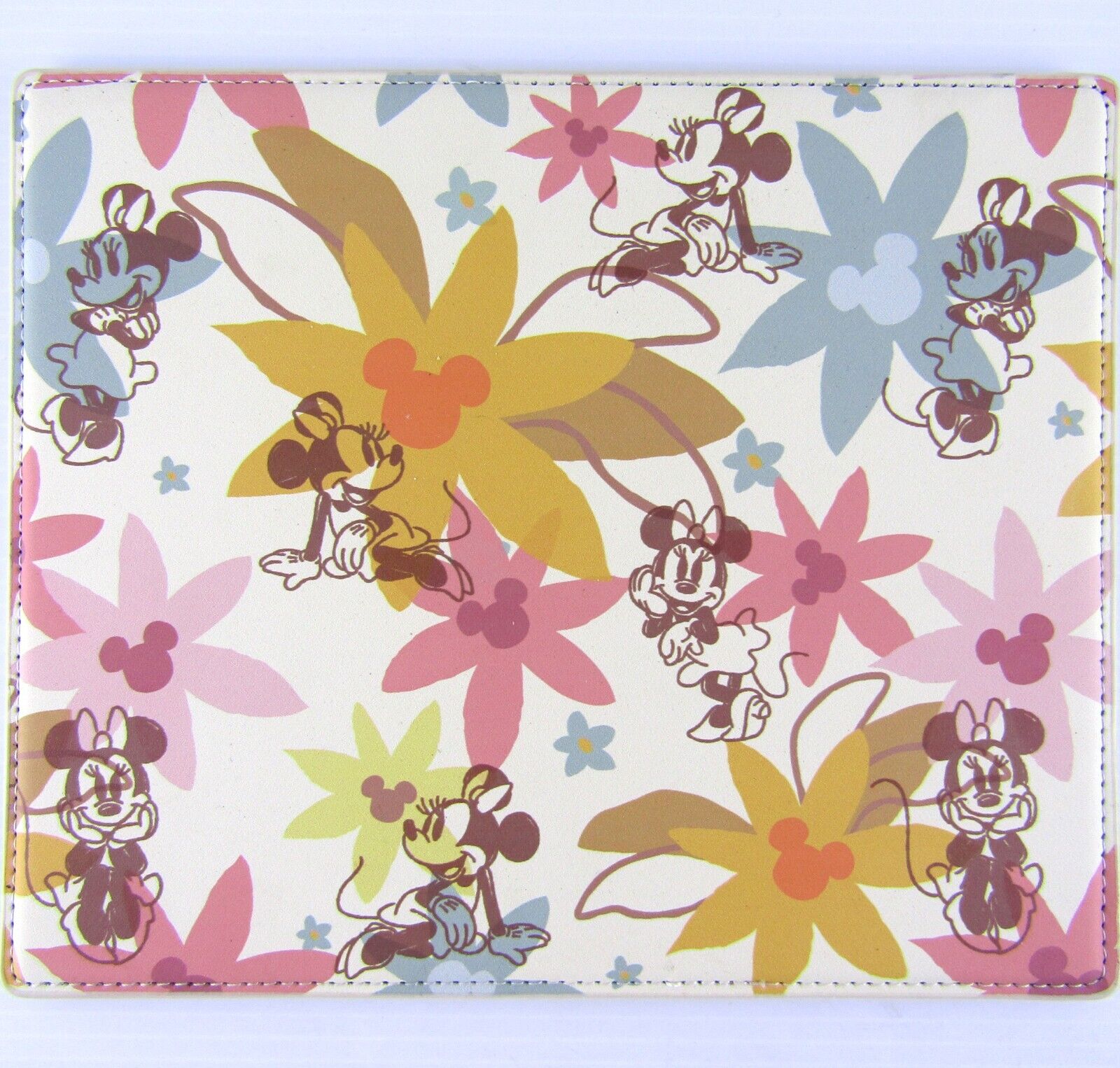 WDW Disney Store Retired Minnie Mouse Pastel Flowers PC Mouse Pad Faux Leather