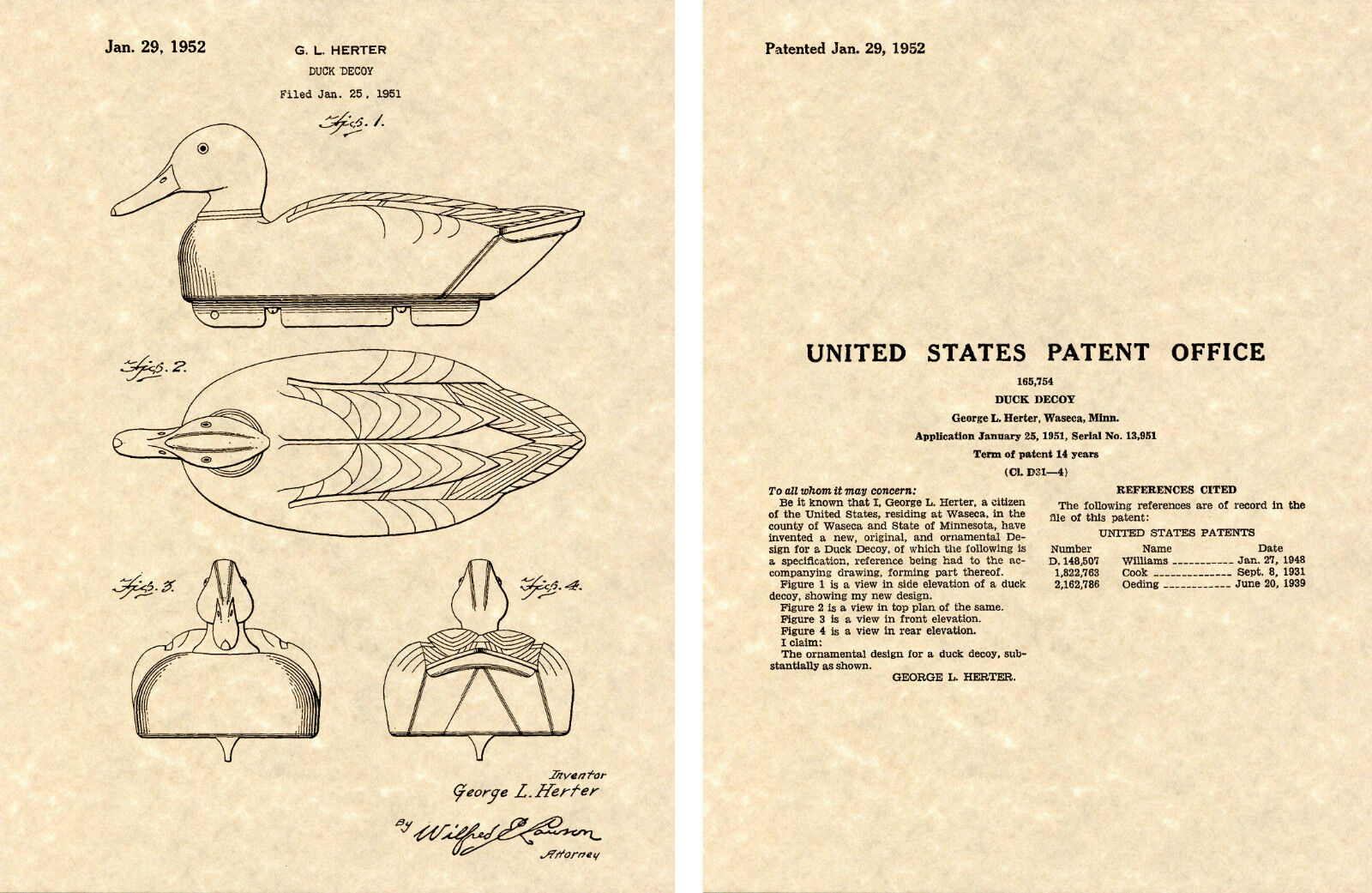 US PATENT for DUCK DECOY Art Print READY TO FRAME hunting Robertson Dynasty
