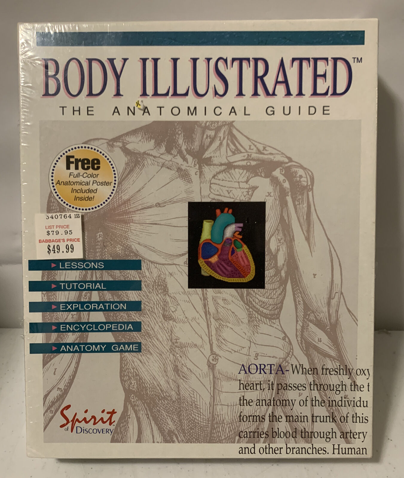 Body Illustrated The Anatomcal Guide 1992 Vintage PC Disks Learn Anatomy BO400