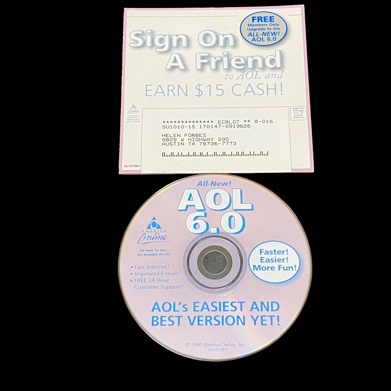 AOL 6.0 CD Rom Easiest and Best Version Yet 2000 Computer Software
