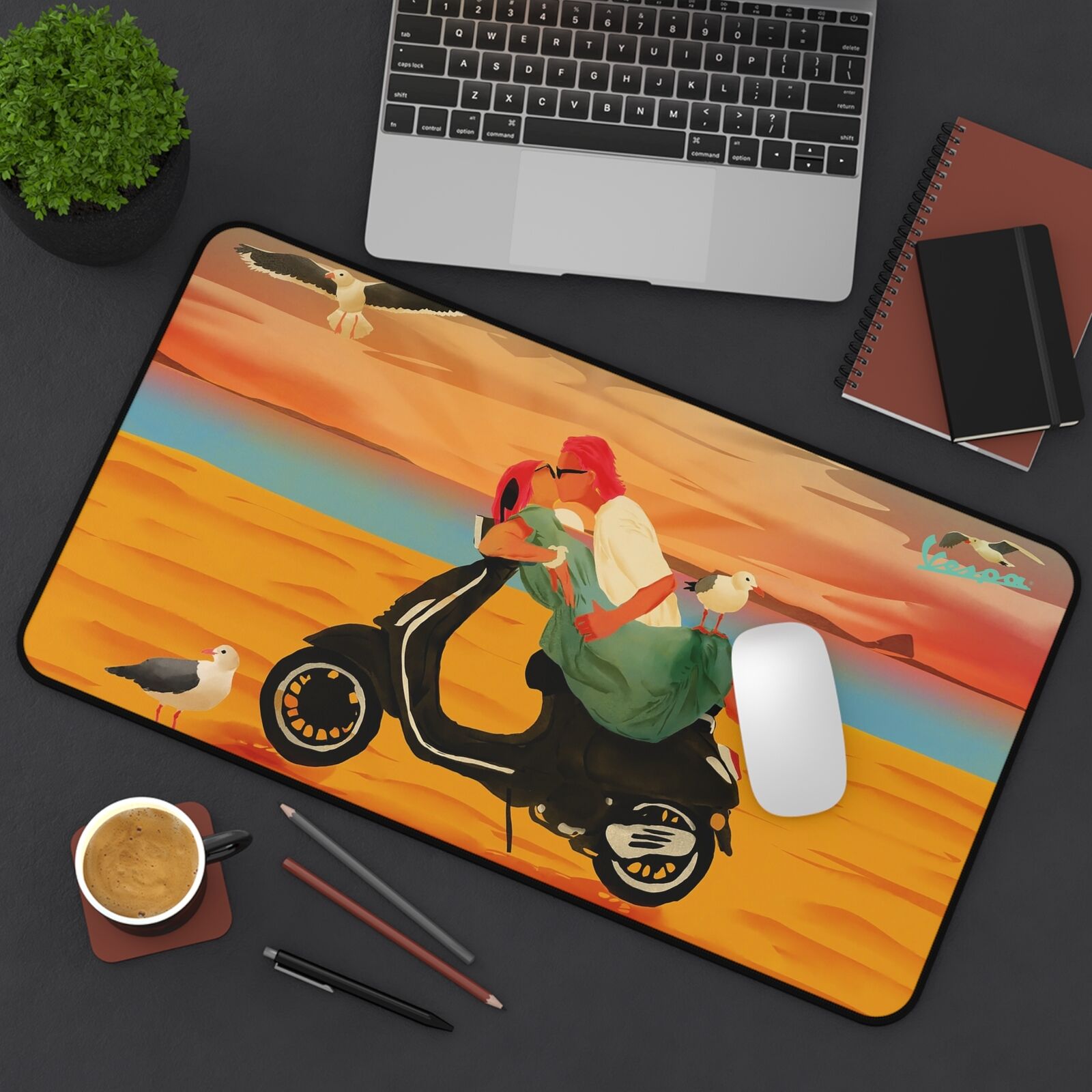 Vespa - Scooter Lovers Art - Multiple Sizes High Quality Desk Mouse Pad