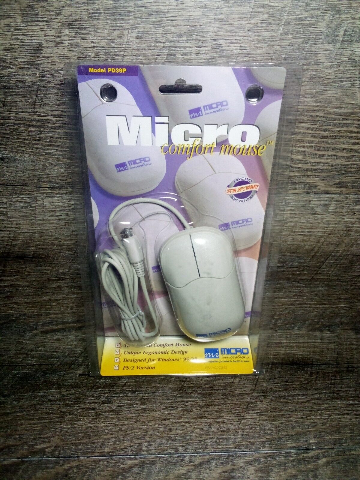 Vintage NEW Factory Sealed Micro Comfort PC Mouse PS/2 PD39P 1998 RETRO GAMING 