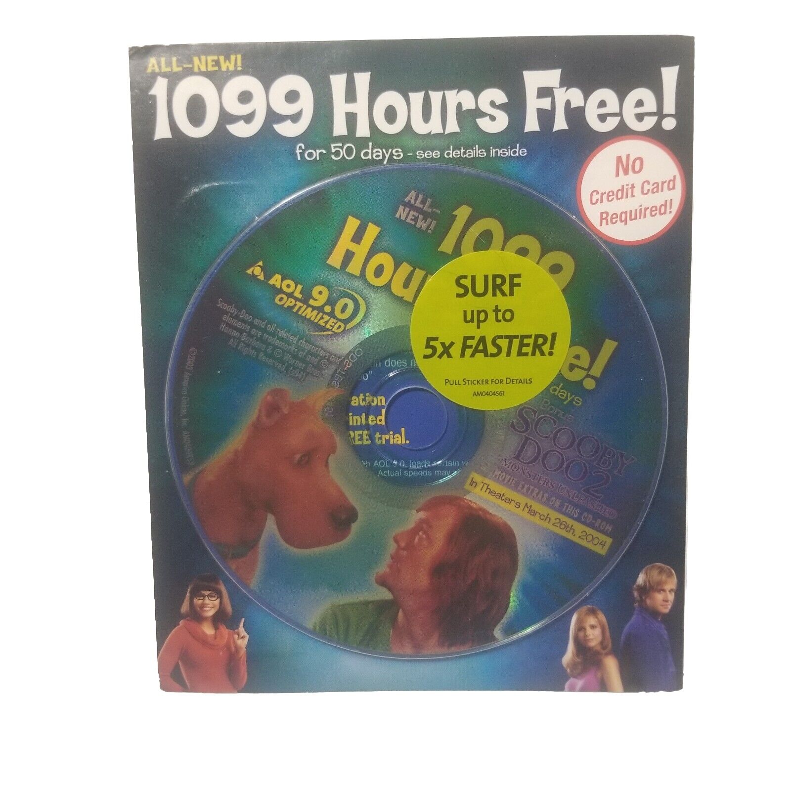 2003 AOL V9.0 CD-ROM, New Factory-Sealed VTG HTF Rare Scooby Doo 2 Movie Extras