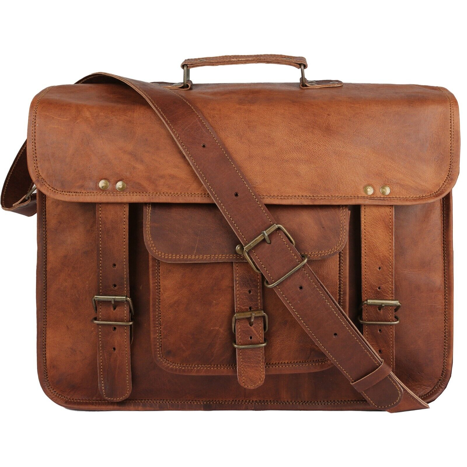 Vintage Leather Messenger Laptop Briefcase Satchel Computer Bag for Women & Men5
