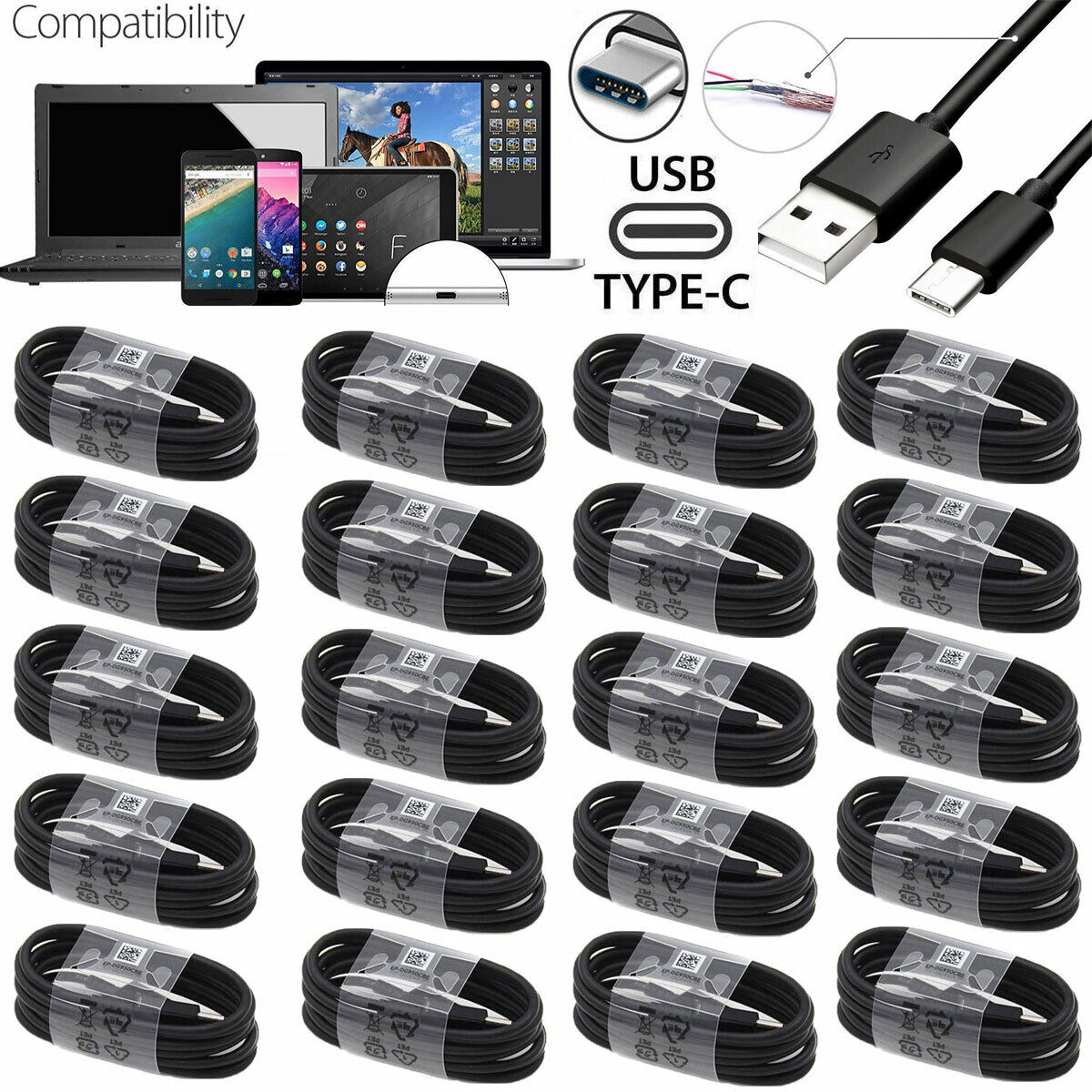 Lot USB-C Cable Type-C 3.1 Fast Charging Data Sync Charger For Samsung S21 S20