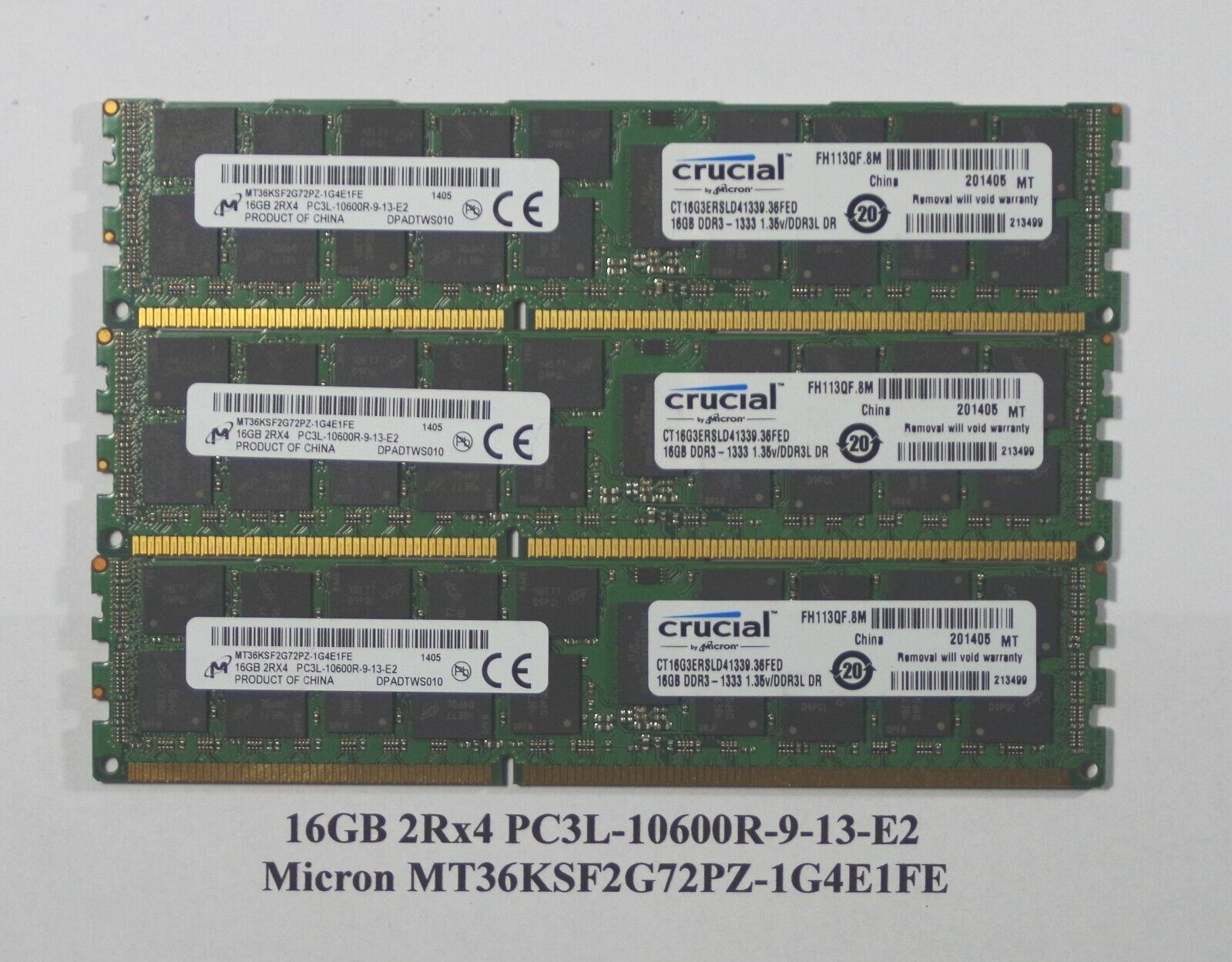 48GB 3x16GB PC3L-10600R Server RAM - Micron MT36KSF2G72PZ-1G4E1FE