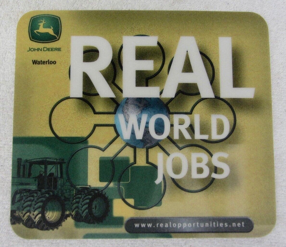 Vtg John Deere Waterloo Tractor EMPLOYEE MOUSE PAD \'Real Jobs\' Macbook Hp Dell