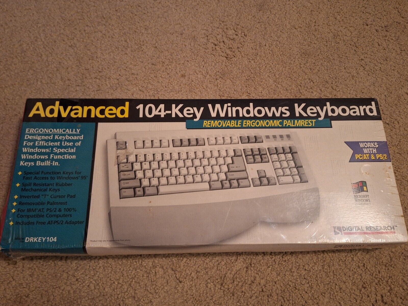 Vintage Digital Research Advanced 104-Key Windows Keyboard DRKEY104 NEW Palmrest