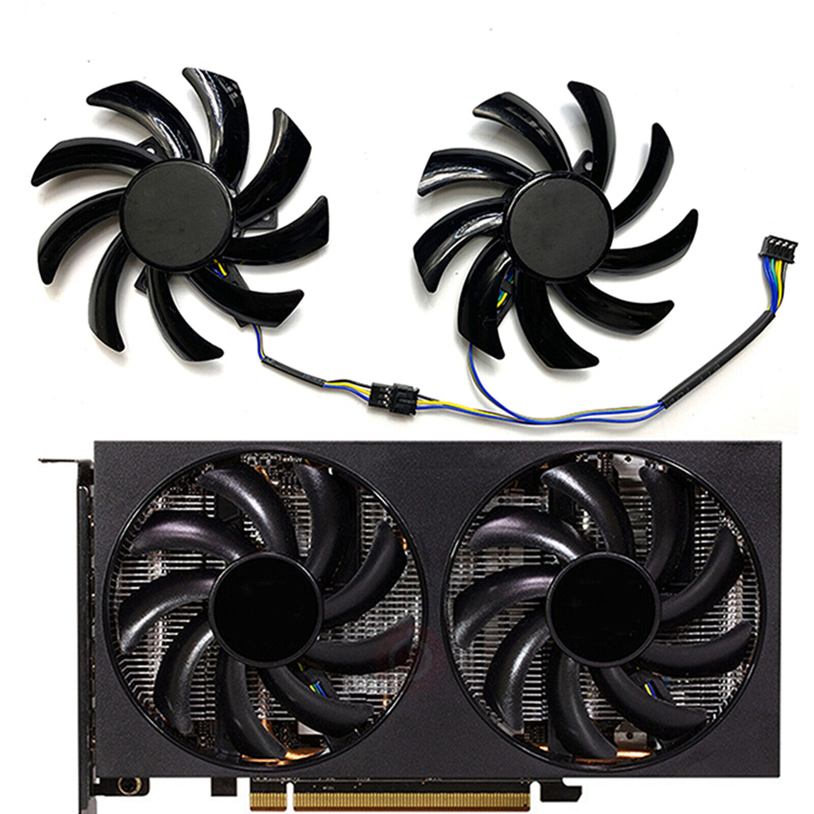 2pcs Cooling Fans For POWERCOLOR RX7600 8GB Fighter Graphics Card