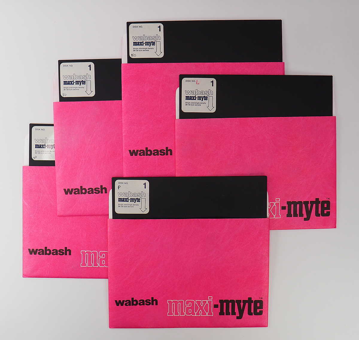 Five(5) Vintage Wabash Maxi-myte 8 inch Floppy Disk (USED)