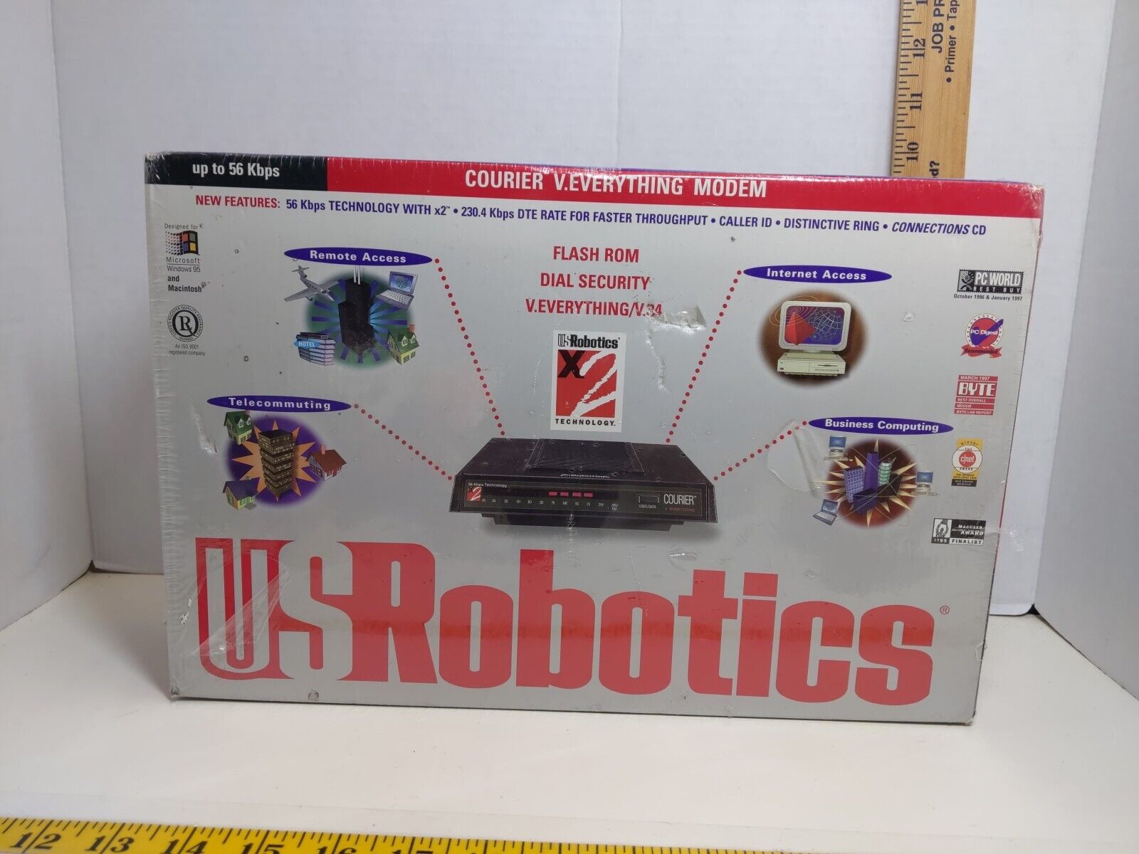 Vintage US Robotics Courier V.Everything Modem 56K Kbps V.34 Internet Business