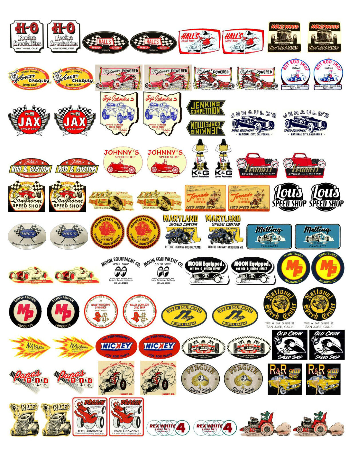 NOSTALGIC DECALS - SPEED SHOPS, VOLUME 2, LETTERS H-R (1:18 SCALE) 