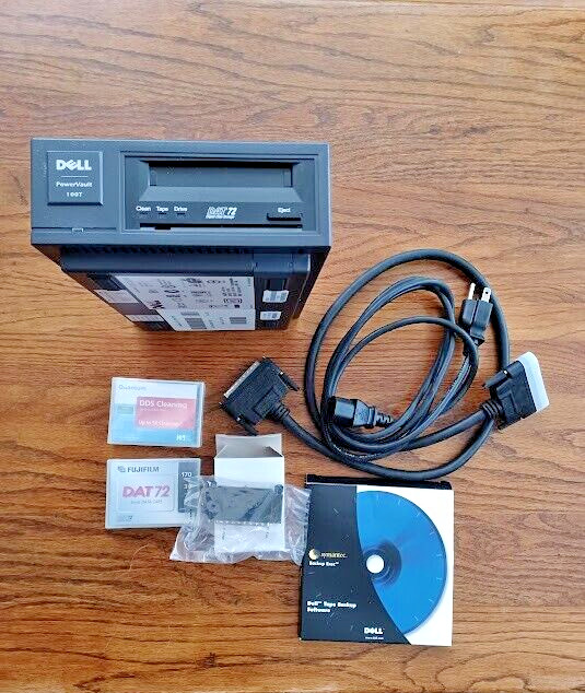 New Dell PowerVault 100T External SCSI DAT Tape Drive With Accessories