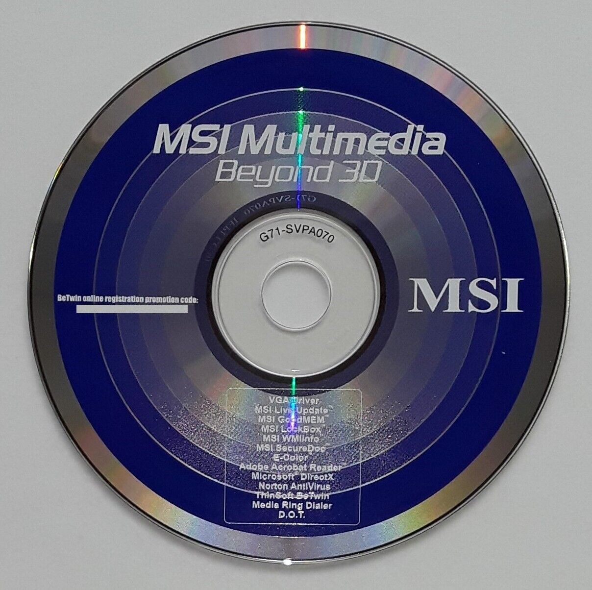MSI Multimedia Beyond 3D NEW Driver Software for GeForce Video Cards G71-SVPA070