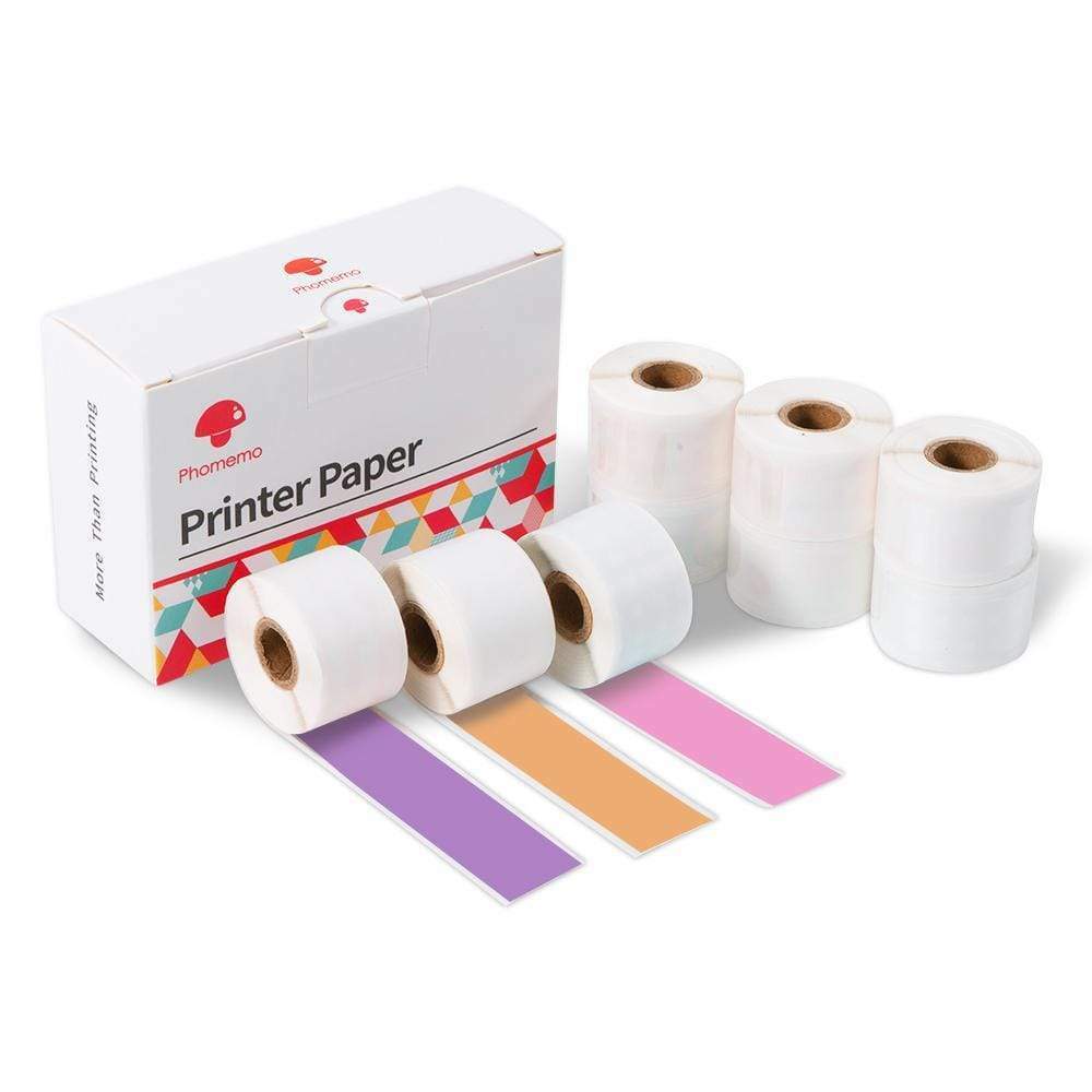 9 Rolls Phomemo Sticker 15mm Purple/RoseRed/Orange Thermal Paper for M02 Pro US