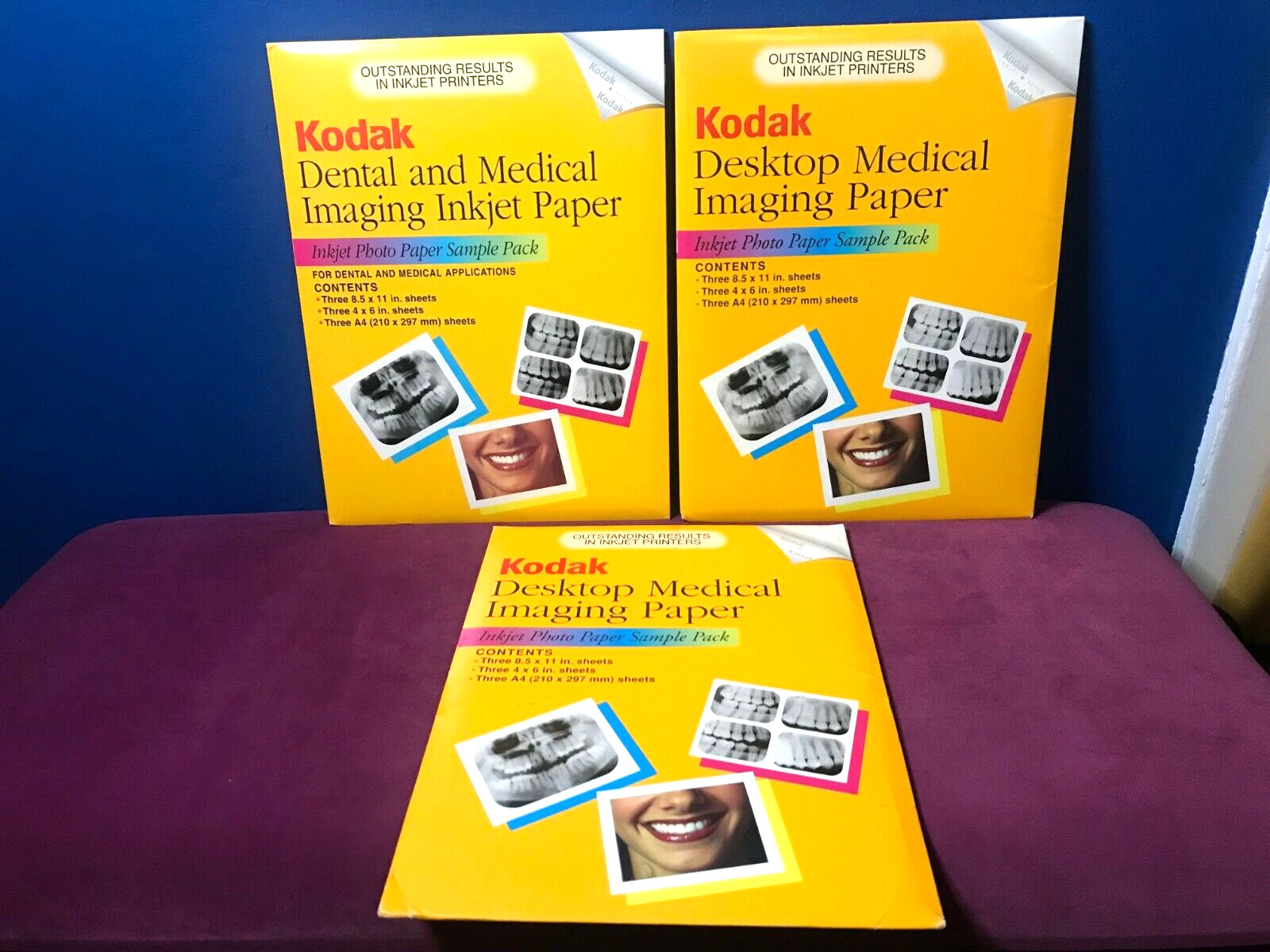 3 New Vintage Dental & Medical Imaging Inkjet Paper Packs - 3 Sizes - Kodak