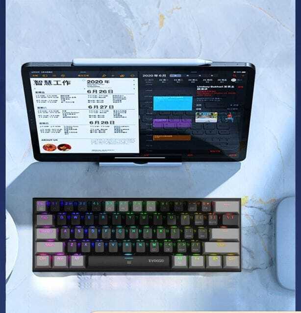 Mini Gaming Keyboard Compact Keyboard RGB Backlit Portable 61 Keys USB
