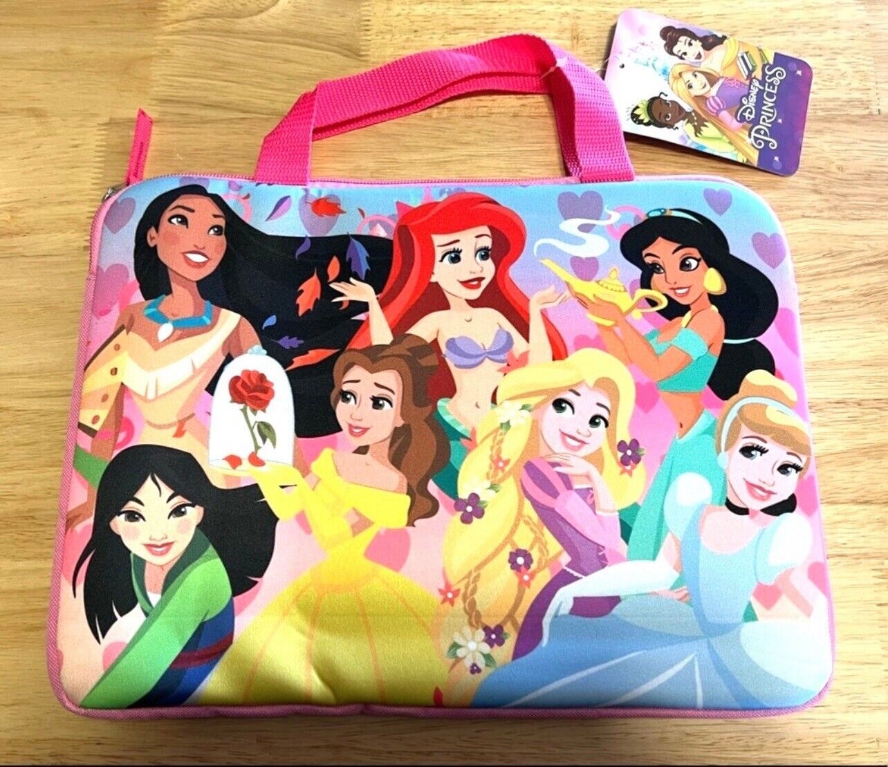 NEW Disney Princesse iPad Tablet Laptop Carrying Travel case zip closure Padded