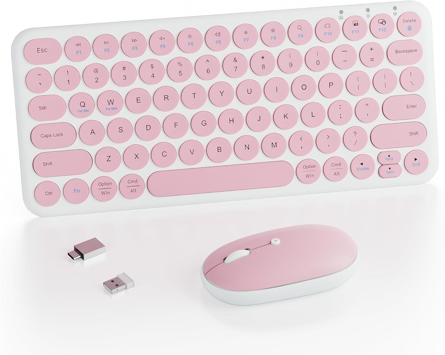 ✨ Wireless Pink & White Mini Keyboard Mouse Combo - Perfect for Travel (NEW)
